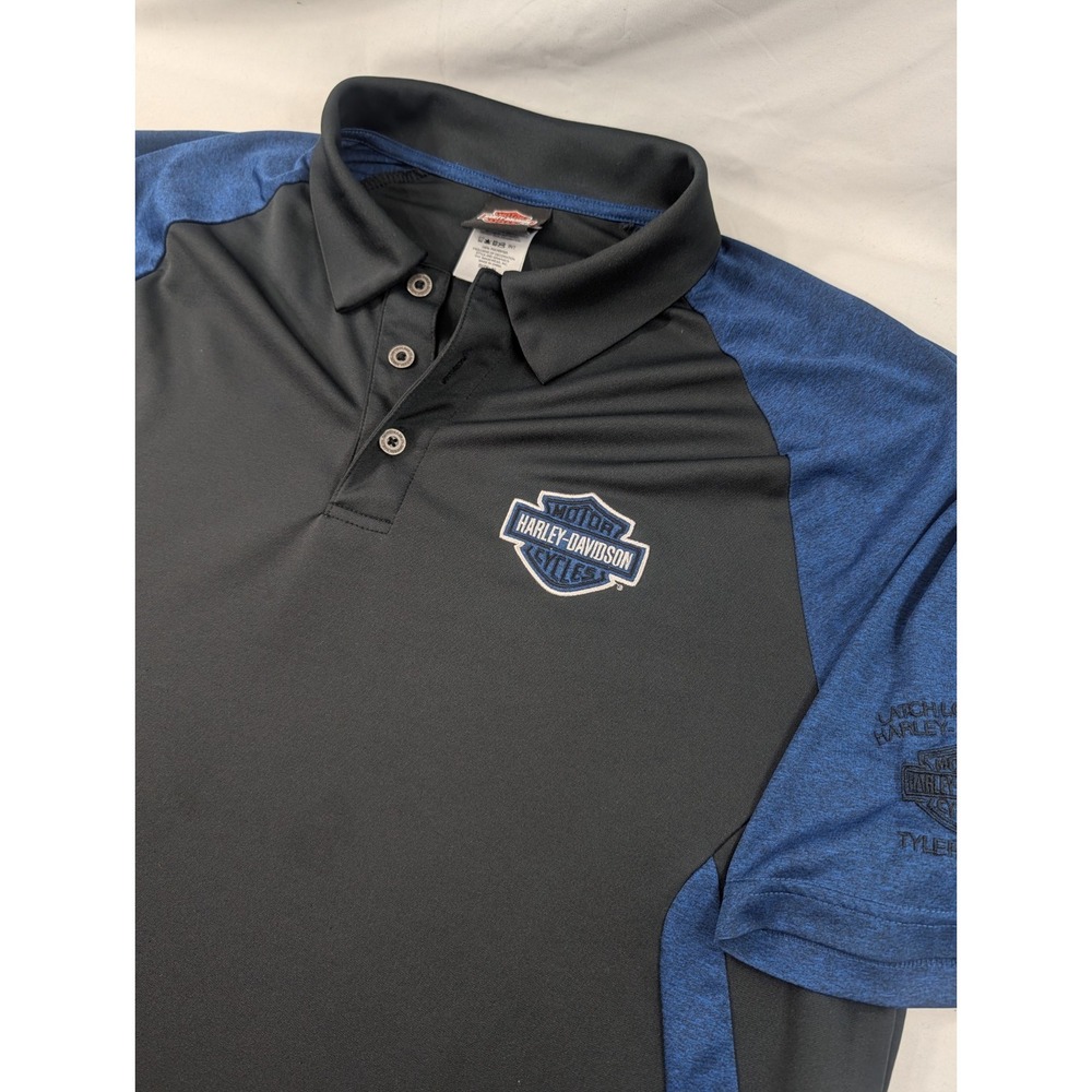 XL Harley Davidson Blue/black Polo Shirt Short Sleeve Lone Star *Read